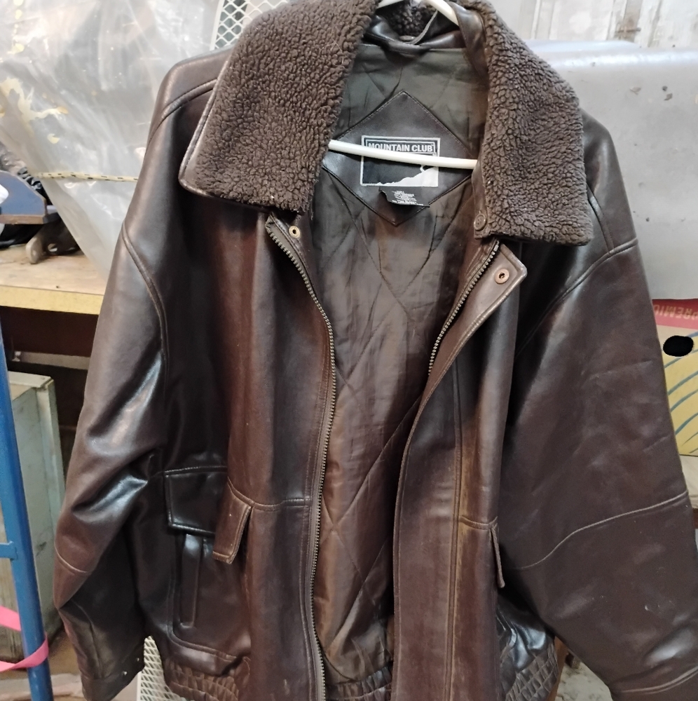 Fighter Pilot Faux Leather & Fur Collar Men's Bomber Jacket
